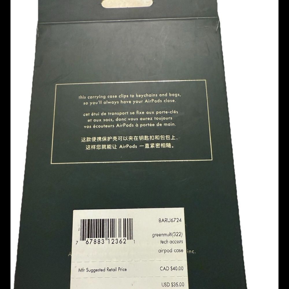 Kate Spade Spade Patterned Silicone Green Airpod Case - Picture 3 of 5